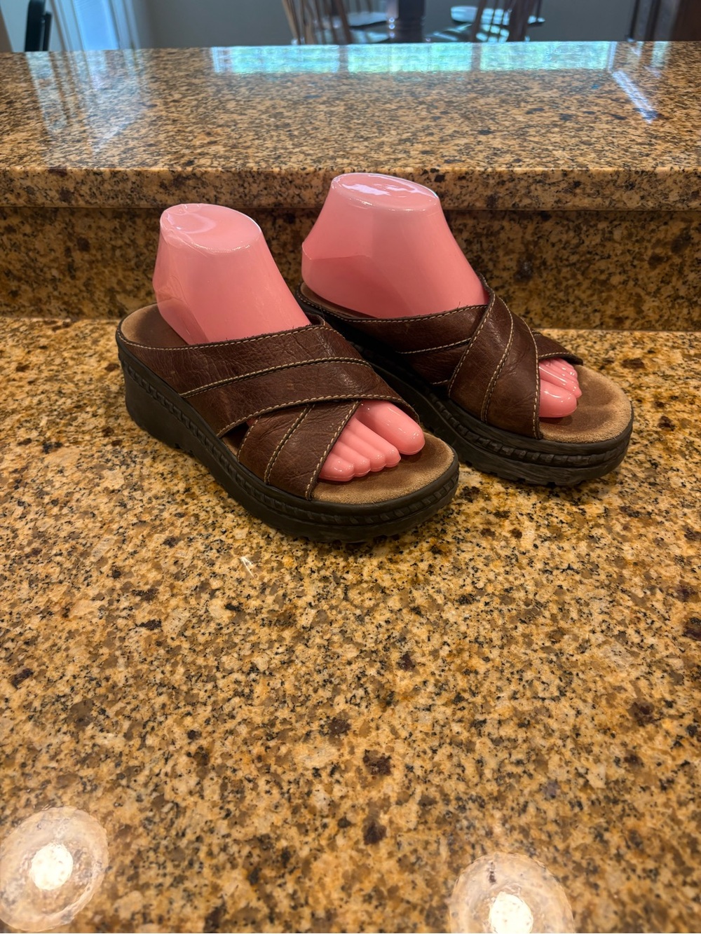 MIA Vintage 90’s Y2K platform sandals brown leather chunky lug sole slides 9